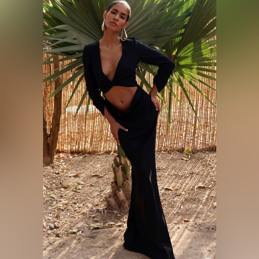 Rat & Boa Black Cutout Plunge Maxi Dress